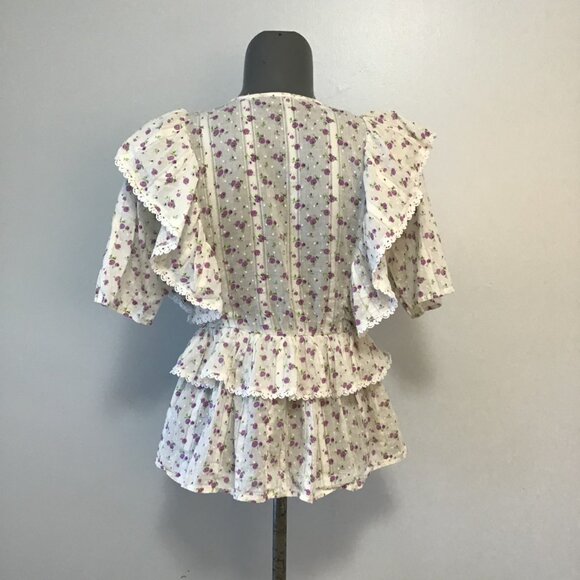 Selected Femme Susy Ruffled Floral Blouse Top Size 36 - Picture 4 of 13